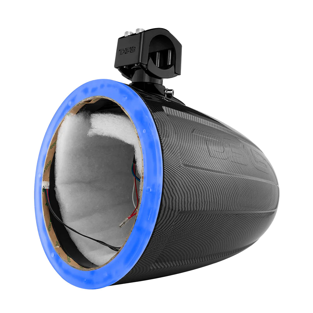 DS18 HYDRO CF-X10TP.NS 10" Marine Tower with Integrated RGB LED Lights and Passive Radiator , No Speakers , Black Carbon Fiber