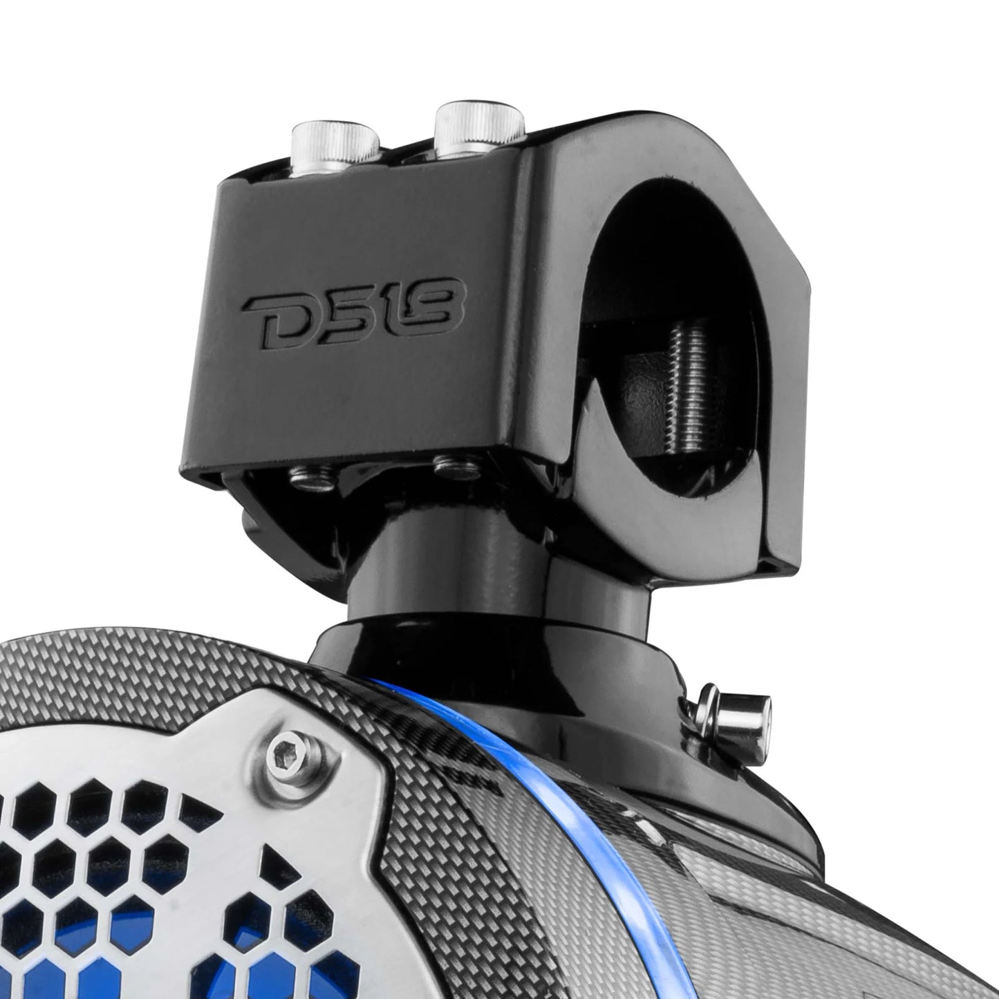 DS18 HYDRO CF-X6TPNEO 6.5" Marine Water Resistant Wakeboard Tower Neodymium Speaker with Built-in passive Radiator Bass Enhancer, 1" Driver and RGB LED Light 450 Watts - Black Carbon Fiber