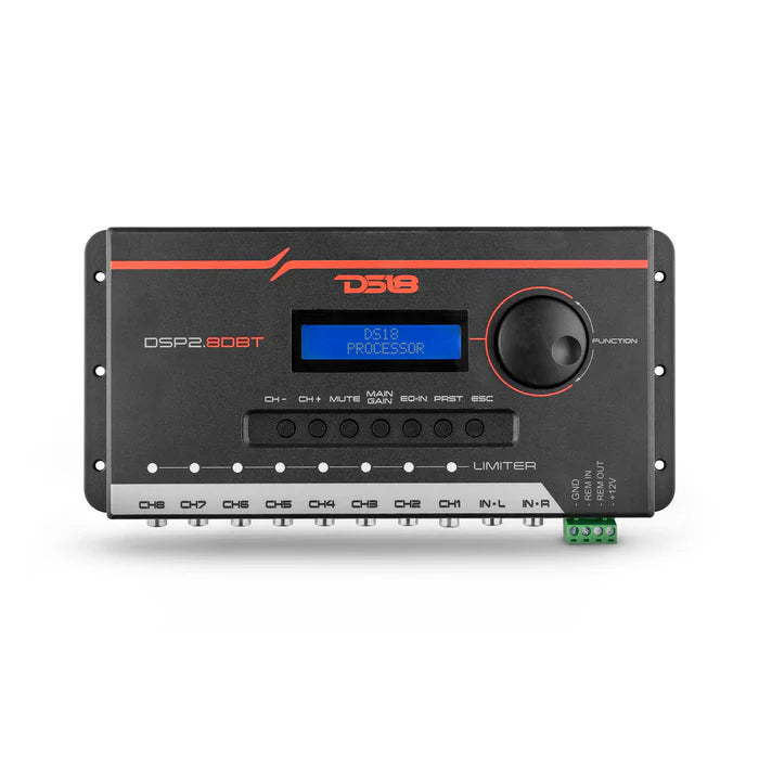 2-Channel In and 8-Channel Out Digital Sound Processor (DSP) with Bluetooth and LCD Screen