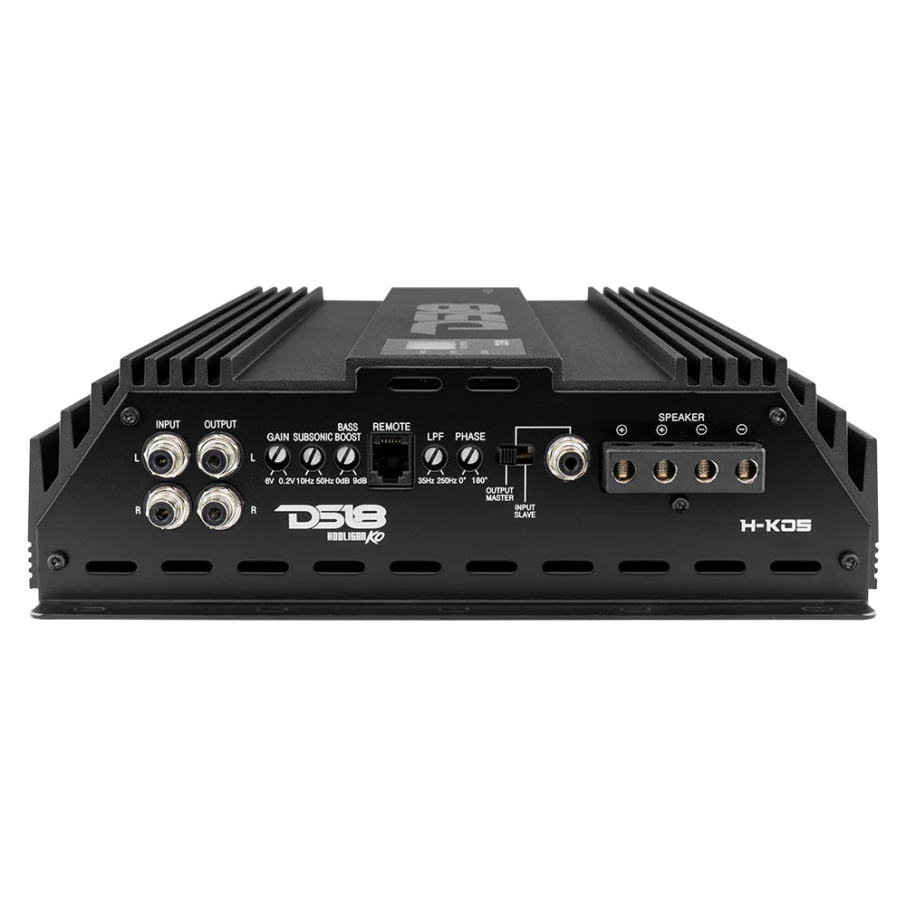 DS18 H-KO5 HOOLIGAN SPL 1-Channel Monoblock Car Amplifier, Voltmeter, Clip Indicator 5000 Watts Rms 1-Ohm Made In Korea