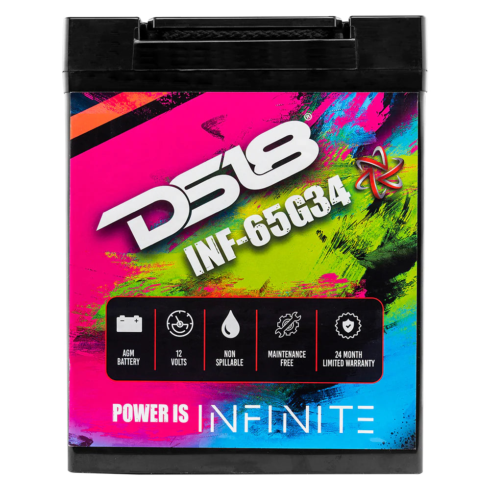 DS18 INF-65G34AH INFINITE 65 AH 2000 Watts AGM Group 34 Power Cell 12 Volt Battery