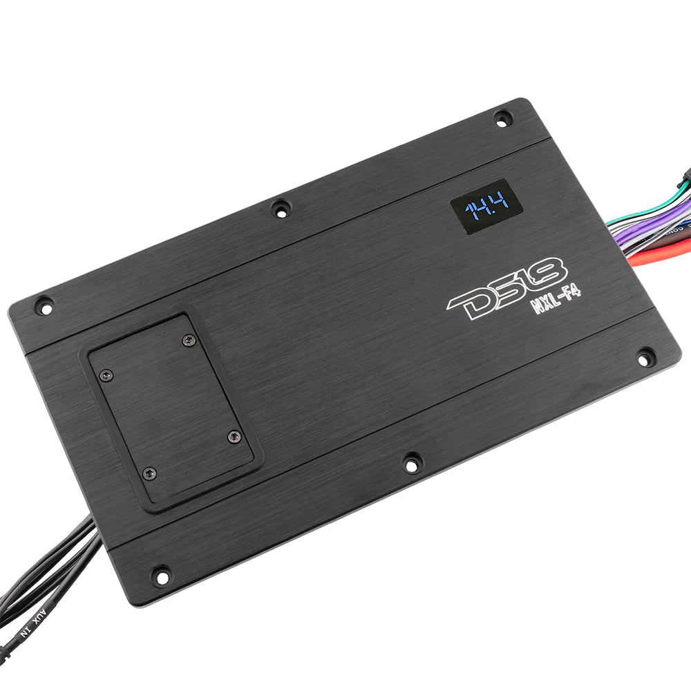 DS18 HYDRO NXL-F4 Flush Mount Class D Full-Range Marine 4-Channel Boat, ATV, UTV Amplifier with Voltmeter 1200 Watts