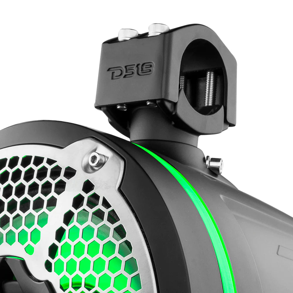 DS18 HYDRO NXL-X10TPNEO/BK 10" Marine Water Resistant Wakeboard Tower Neodymium Speaker with Built-in passive Radiator Bass Enhancer, 1" Driver and RGB LED Light 900 Watts - Black
