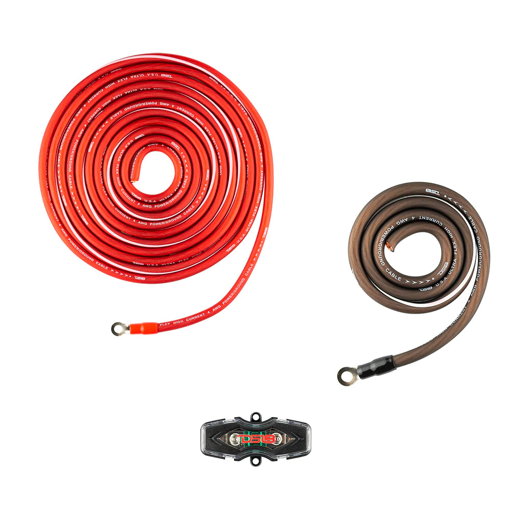 DS18 OFCKIT4 4-GA OFC Ultra Flex 100% Cooper Installation Kit For Car Amplifiers