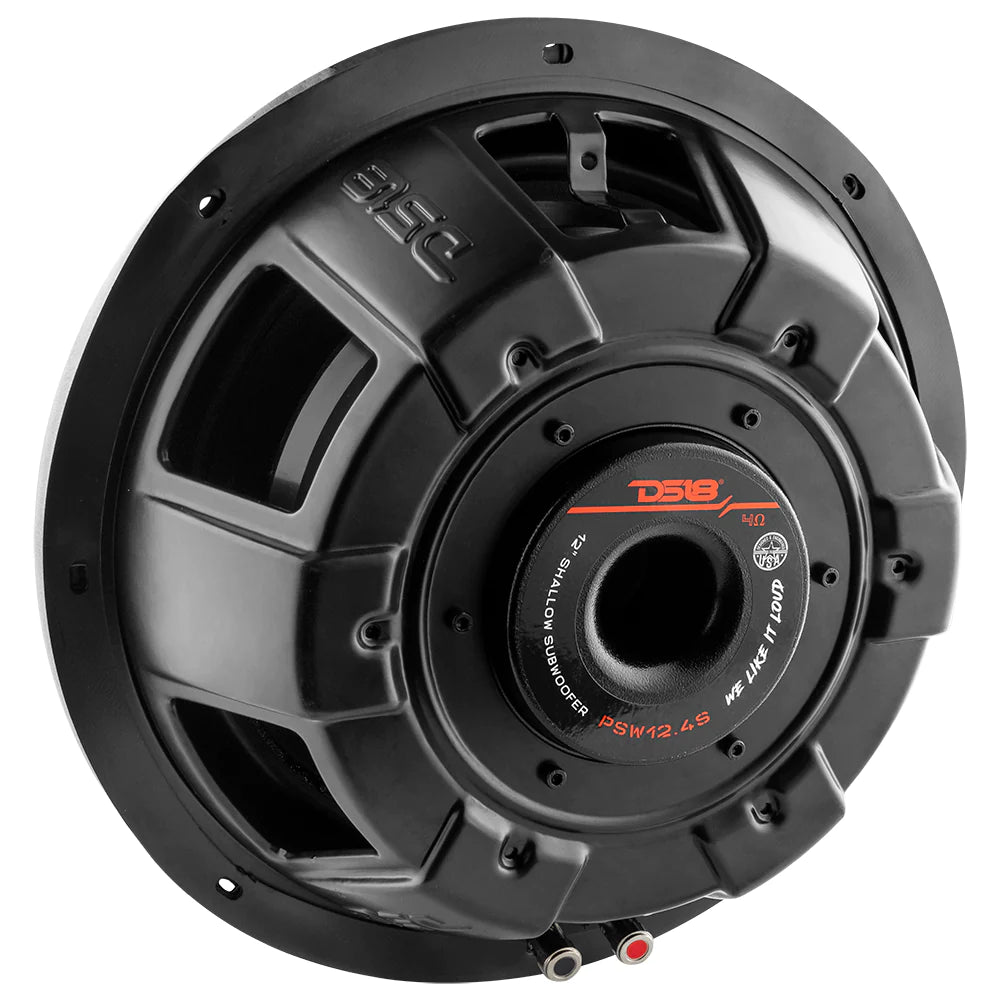DS18 PSW12.4S 12" Water Resistant Shallow Subwoofer 1200 Watts 4 Ohm SVC