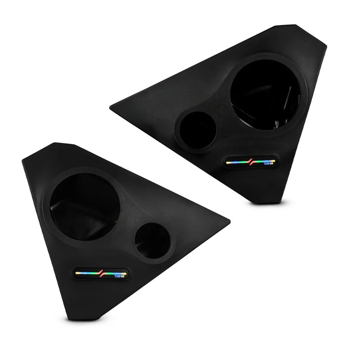 Polaris Slingshot Front Kick Empty Panel Pods With Digital LED Lights fits 2 x 6.5" Speakers and 2 x 3.8" Bullet Tweeters | 2015 - Current