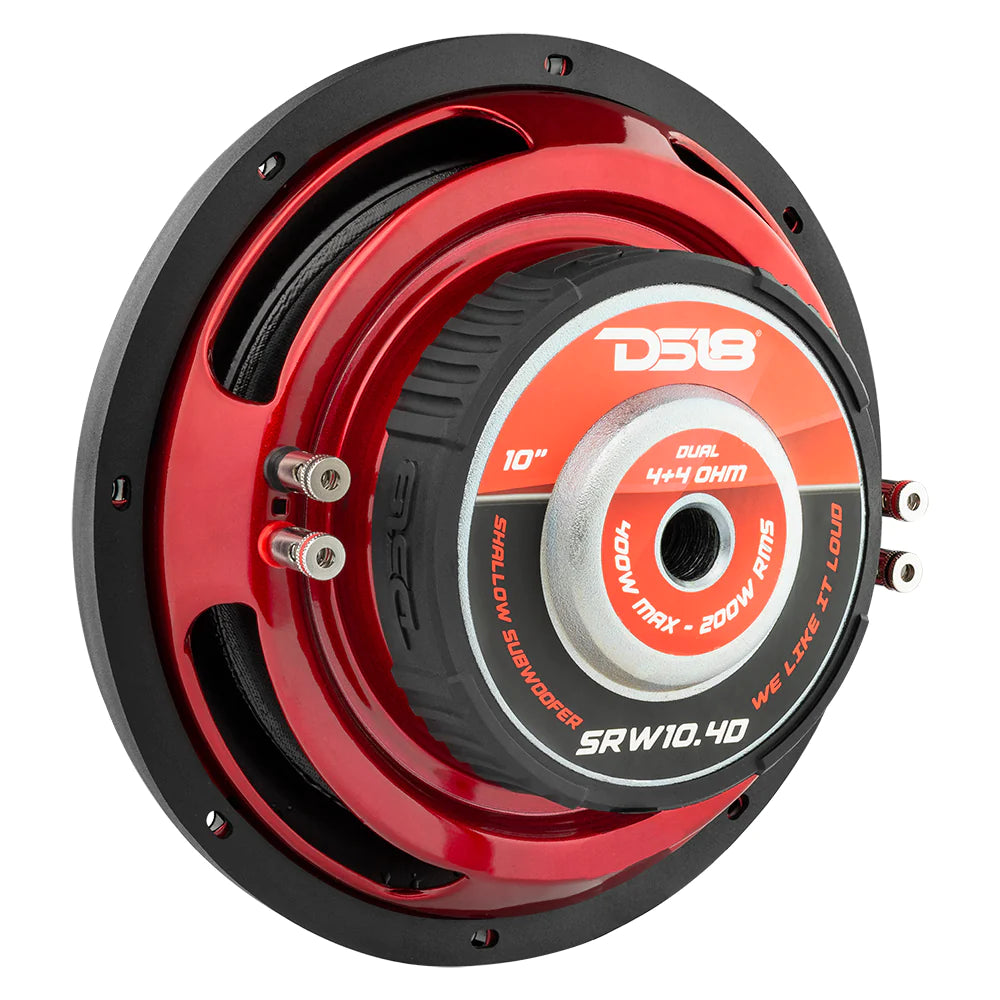 DS18 SRW10.4D 10" Car Subwoofer 400 Watts 4-Ohm DVC Shallow Mount