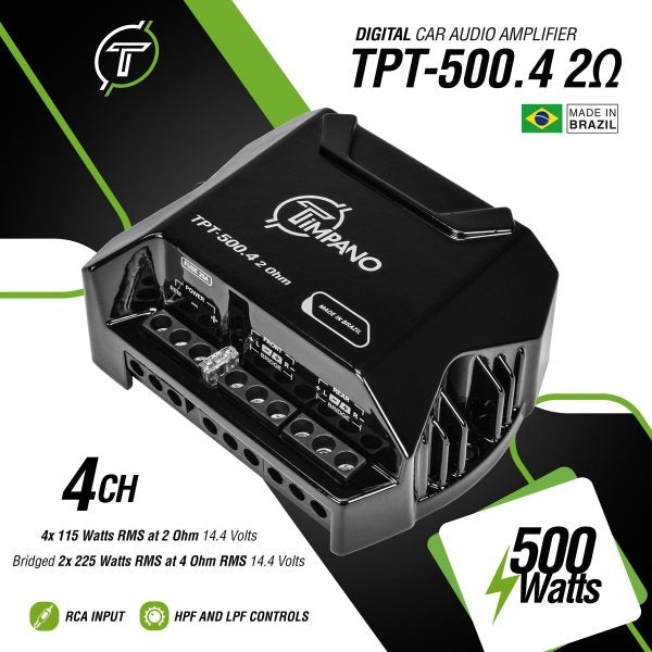 Timpano compact 4 channel tpt500.4 car audio amplifier
