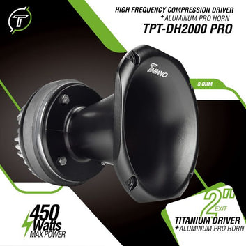TPT-DH2000 PRO 2” Exit Titanium Compression Driver + Long Horn 450 Watts 8 Ohm