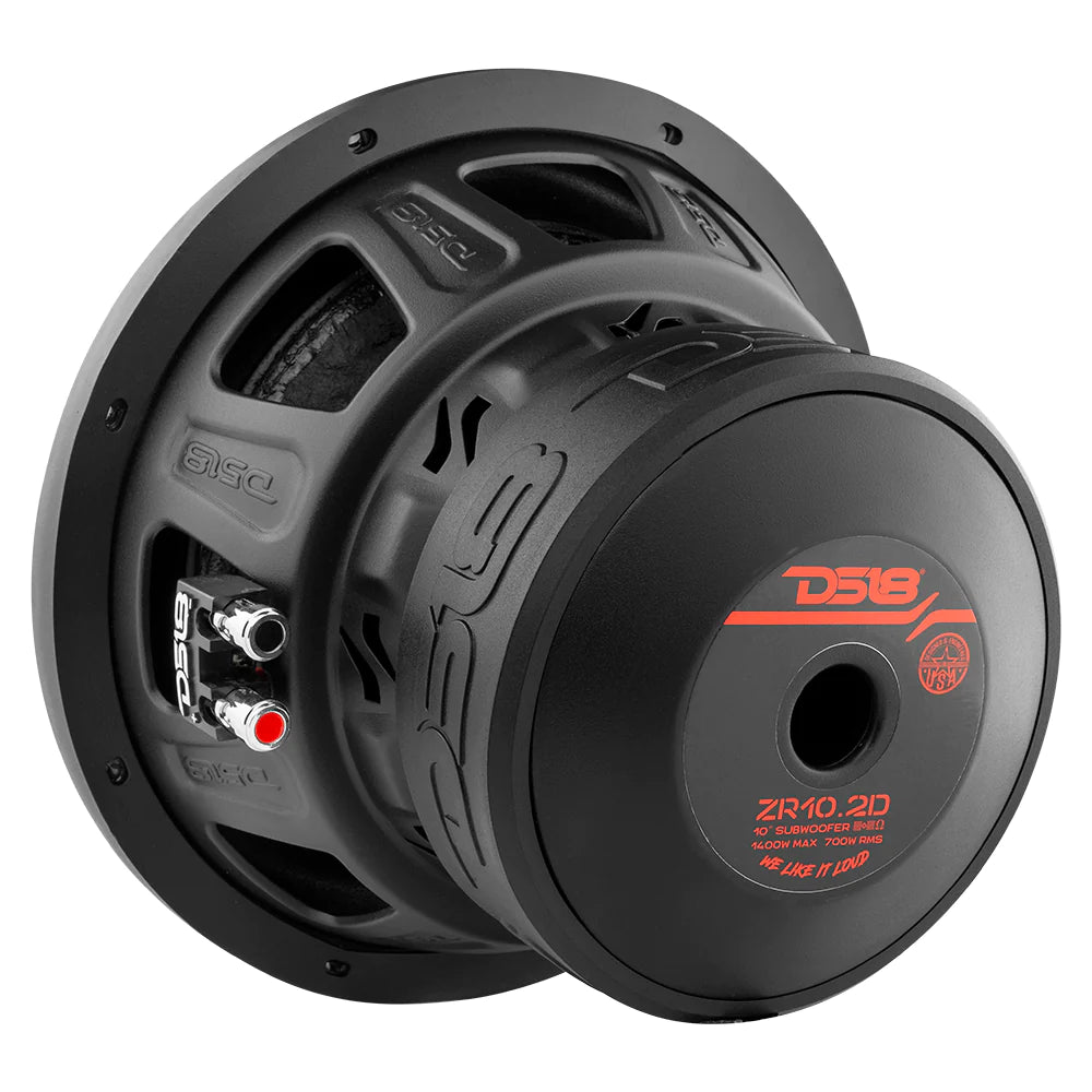 DS18 ZR10.2D 10" Car Subwoofer with 1400 Watts 2-Ohm DVC