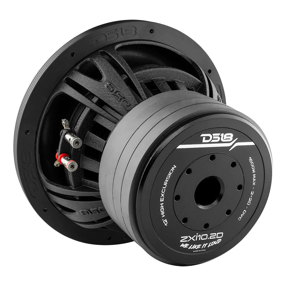 DS18  ZXI10.2D 10” High Excursion Car Subwoofer 1600 Watts 2-Ohm DVC, Quad Stacked Magnets