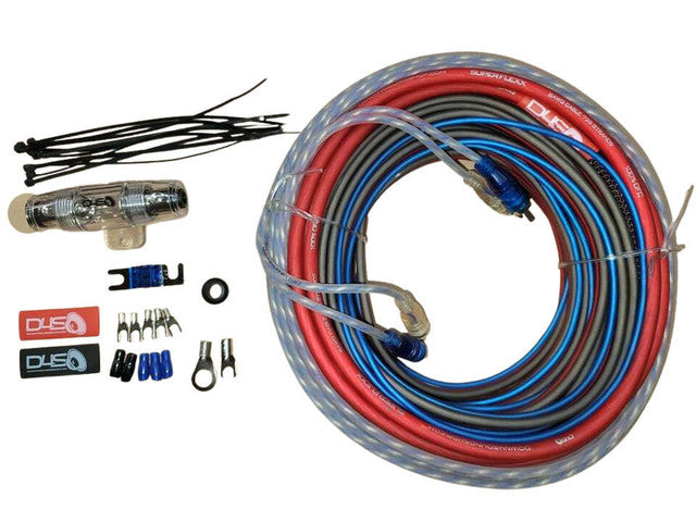 DOWN4SOUND 8 GAUGE SILVER TINNED OFC AMPLIFIER INSTALL KIT ( RED/BLACK )