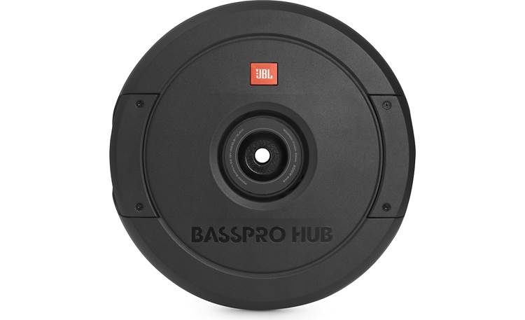 JBL BassPro Hub Powered 11" subwoofer enclosure with 200-watt amp — mounts to hub of spare tire