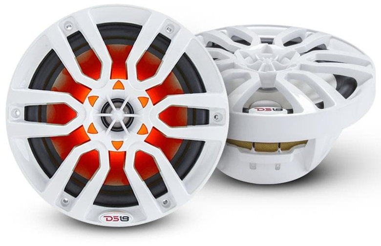 DS18 HYDRO NXL-8 8" 2-Way Marine Water Resistant Speakers with Integrated RGB LED Lights 375 Watts - White