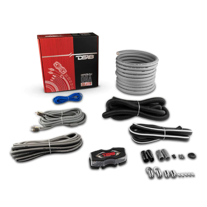 DS18 AMPKIT0/SLV - 0-GA CCA Installation Kit for Car Audio Amplifiers Silver