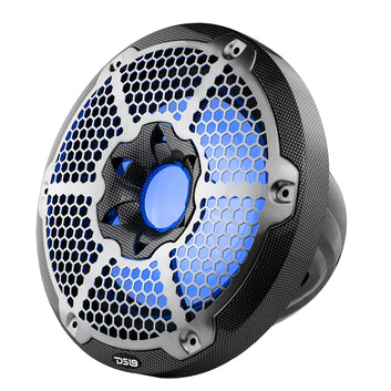 DS18 HYDRO CF-10SUB 10" Marine Subwoofer with Integrated RGB Lights 600 Watts Black Carbon Fiber