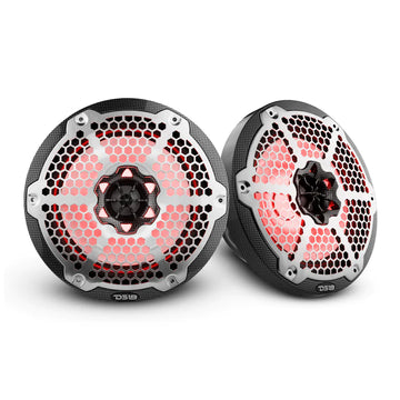 DS18 CF-8 HYDRO 8" 2-Way Marine Speakers with Integrated RGB LED Lights 450W Watts (Black Carbon Fiber) (Pair)