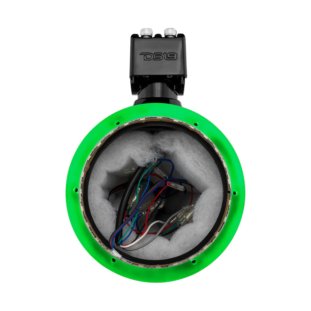 DS18 HYDRO  CF-X6TP.NS 6.5" Marine Tower with Integrated RGB LED Lights, No Speakers, Black Carbon Fiber