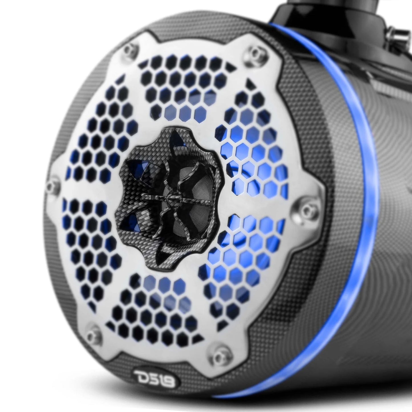 DS18 HYDRO CF-X6TP 6.5" Marine Water Resistant Wakeboard Tower Speakers with Integrated RGB LED Lights 350 Watts - Black Carbon Fiber