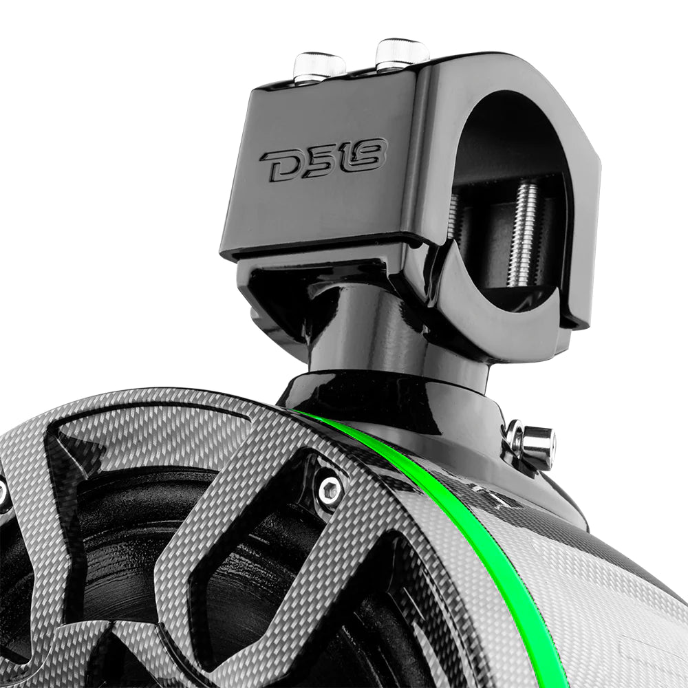 DS18 HYDRO CF-X8PRO 8" Compact Wakeboard Tower Speakers with Hybrid Mid-Range , Compression Driver Loudspeaker, RGB LED Lights, 500 Watts ,Carbon Fiber Color, Speaker Cover Included, 1 Pair