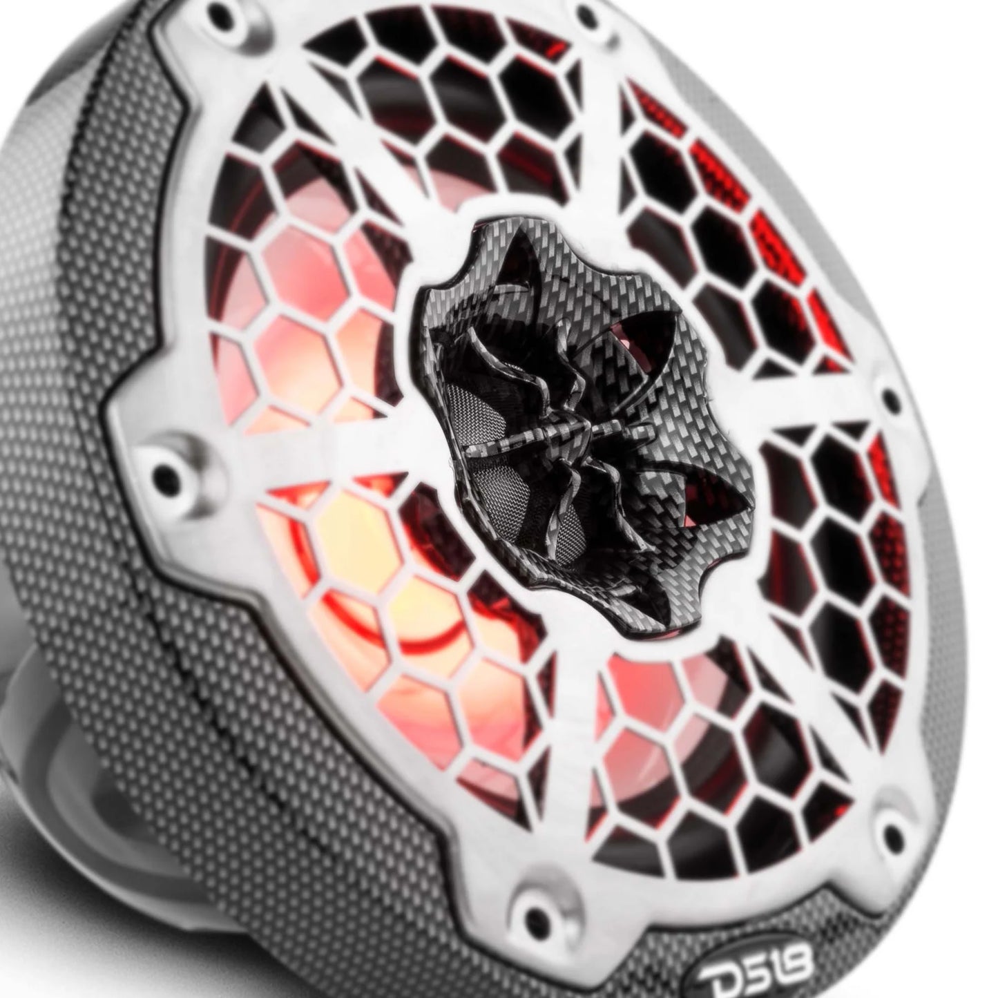 DS18 CF-65 HYDRO 6.5" 2-Way Marine Speakers with Integrated RGB LED Lights 375 Watts Black Carbon Fiber (Pair)