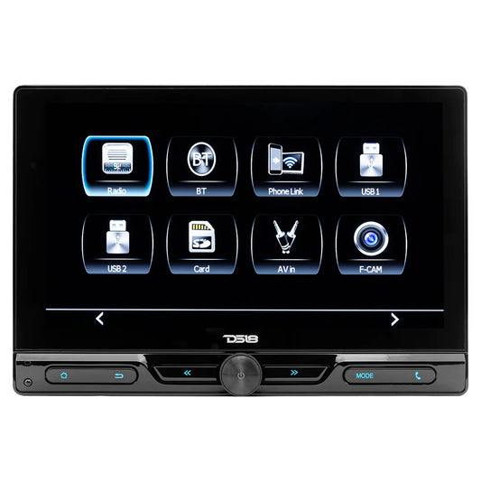DS18 DDX10.5ML 10.5” Double-Din Floating Display Multimedia Mech-Less Receiver With Mirror Link For iOS & Android/ BT / AUX / USB / SD / AM / FM