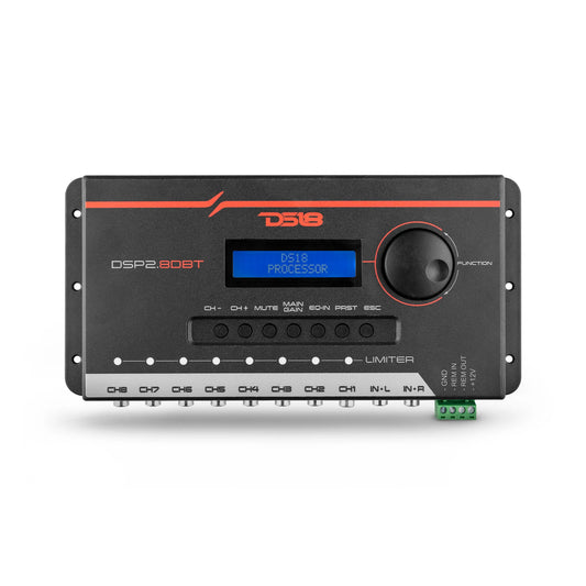 DS18 DSP2.8DBT 2-Channel In and 8-Channel Out Digital Sound Processor with Bluetooth and LCD Screen