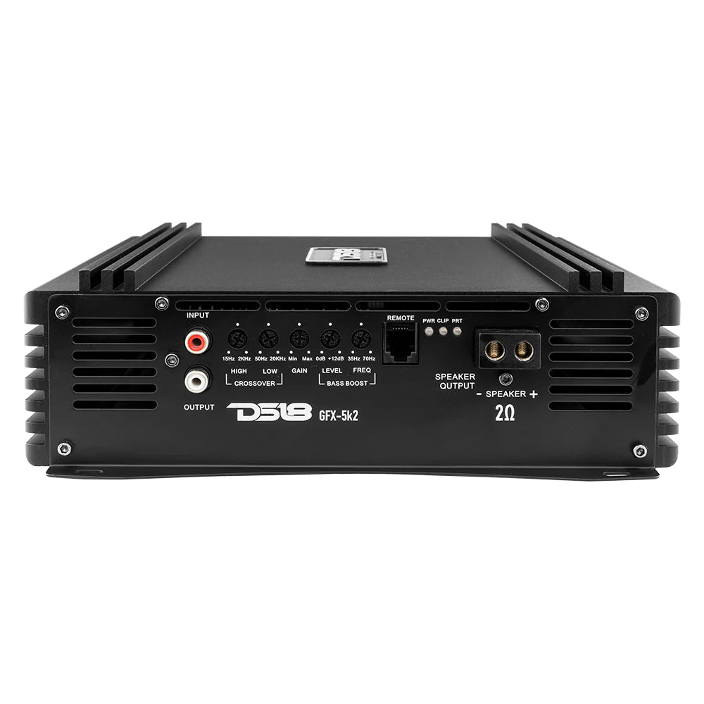 DS18 GFX-5K2 – Full-Range Class D 1-Channel Monoblock Amplifier – 5000 Watts RMS, 2-Ohms