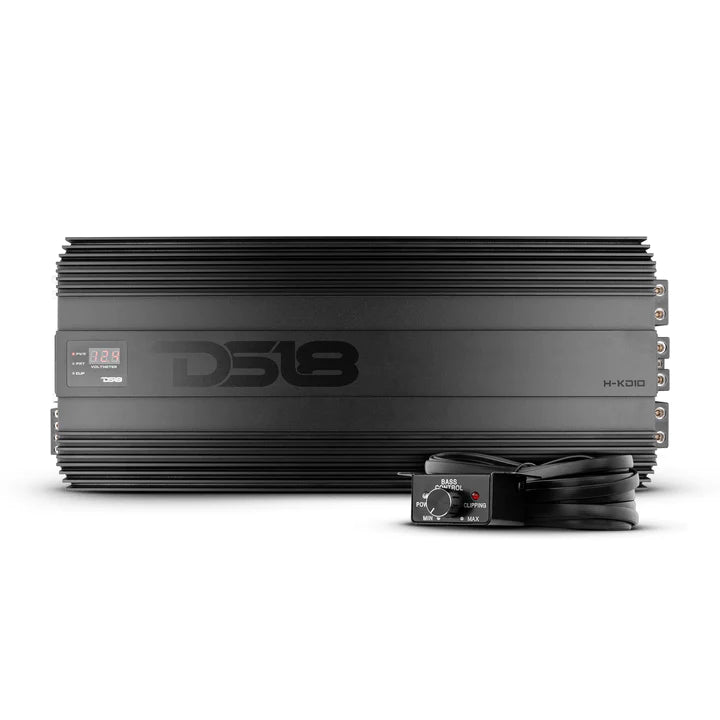 DS18 H-KO10 HOOLIGAN SPL 1-Channel Monoblock Car Amplifier, Voltmeter, Clip Indicator 10,000 Watts Rms 1-Ohm Made In Korea