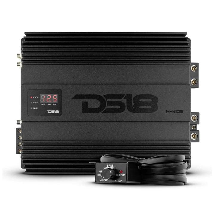 DS18 H-KO3 HOOLIGAN SPL 1-Channel Monoblock Car Amplifier, Voltmeter, Clip Indicator 3000 Watts Rms 1-Ohm Made In Korea