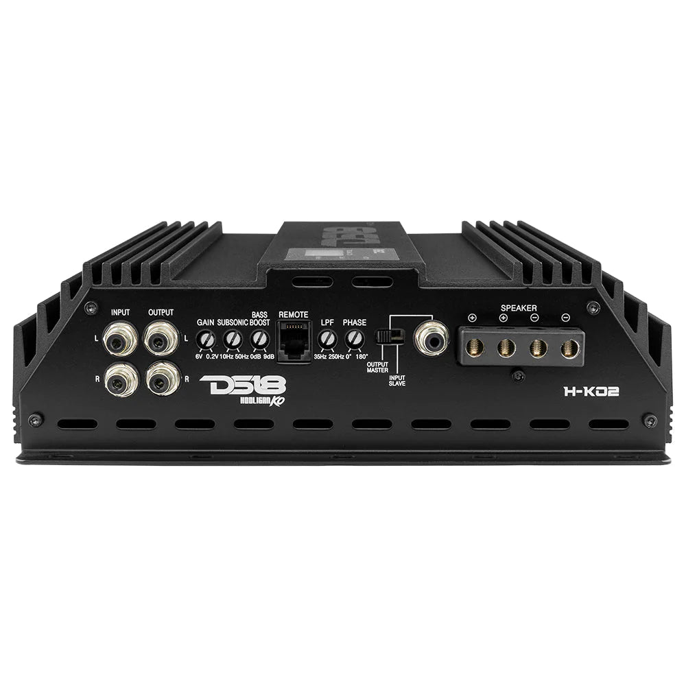 DS18 H-KO2 HOOLIGAN SPL 1-Channel Monoblock Car Amplifier, Voltmeter, Clip Indicator 2000 Watts Rms 1-Ohm Made In Korea