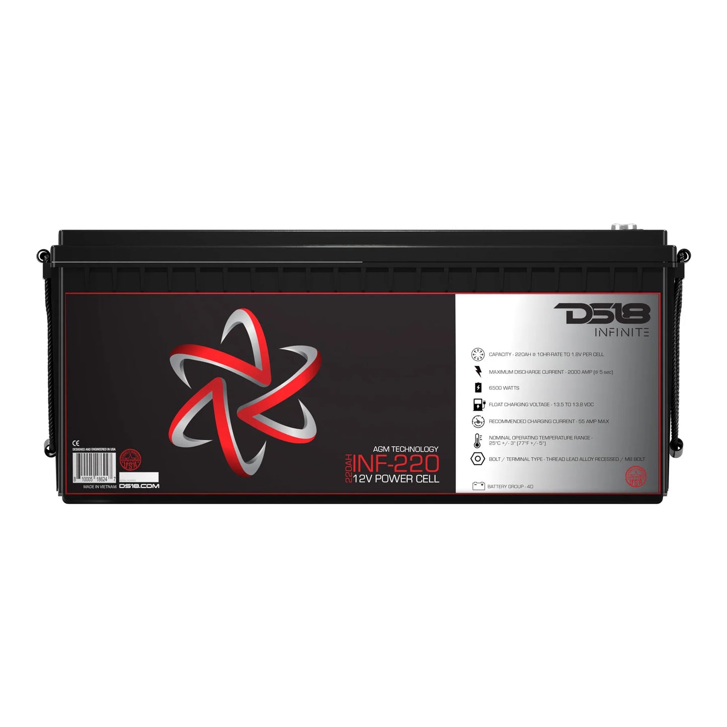 DS18 INF-220 INFINITE 220 AH 6500 Watts AGM Power Cell 12 Volt Battery