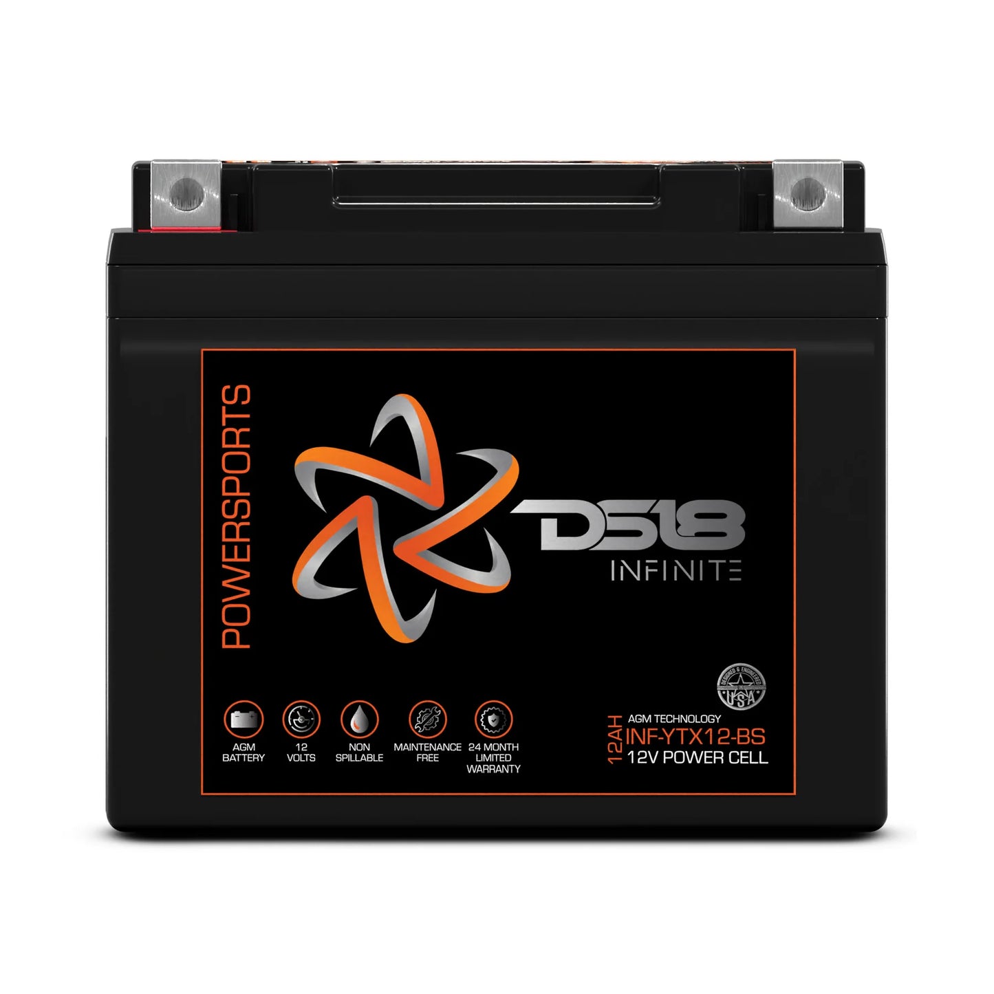 DS18 INF-YTX12-BS INFINITE 12 AH 450 Watts AGM Power Cell 12 Volt Battery For Power Sports