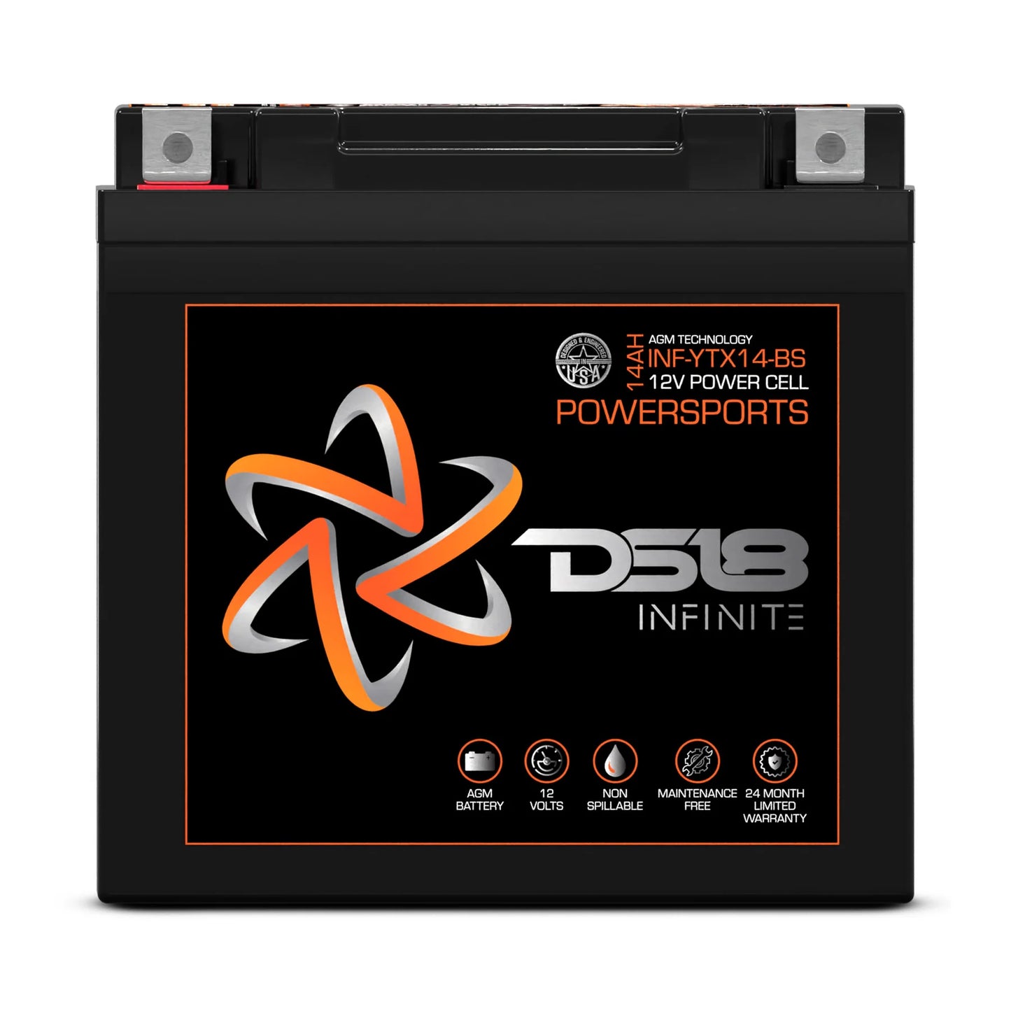 DS18 INF-YTX14-BS INFINITE 14 AH 500 Watts AGM Power Cell 12 Volt Battery For Power Sports