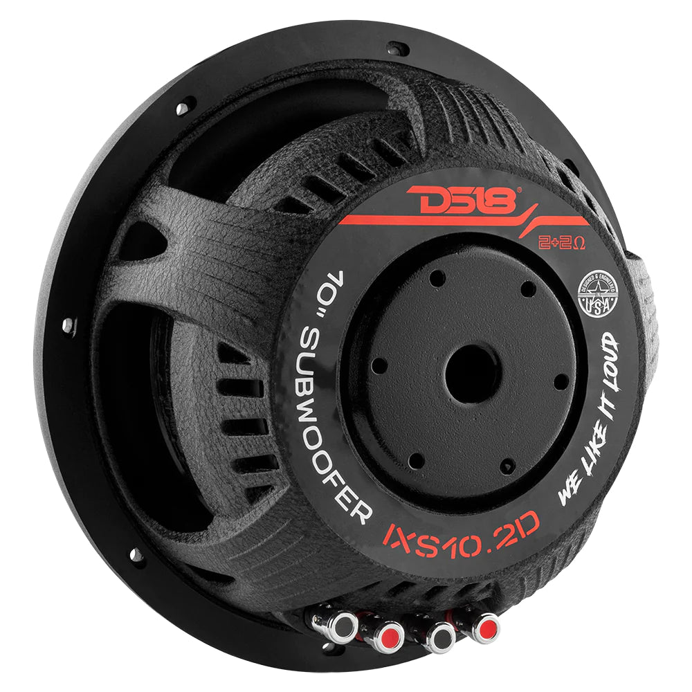 DS18 IXS10.2D 10" Car Subwoofer 1200 Watts 2 Ohm DVC Shallow Mount