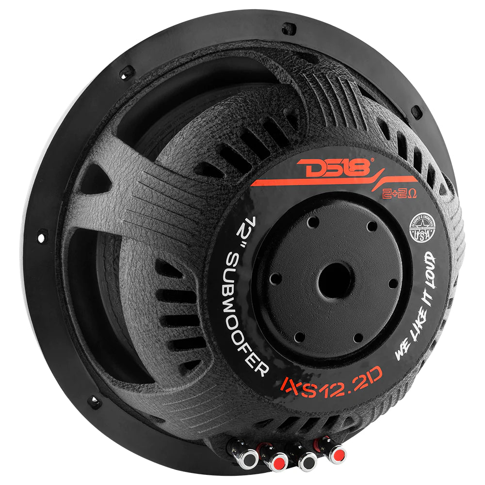 DS18 IXS12.2D 12" Car Subwoofer 1600 Watts 2-Ohm DVC Shallow Mount