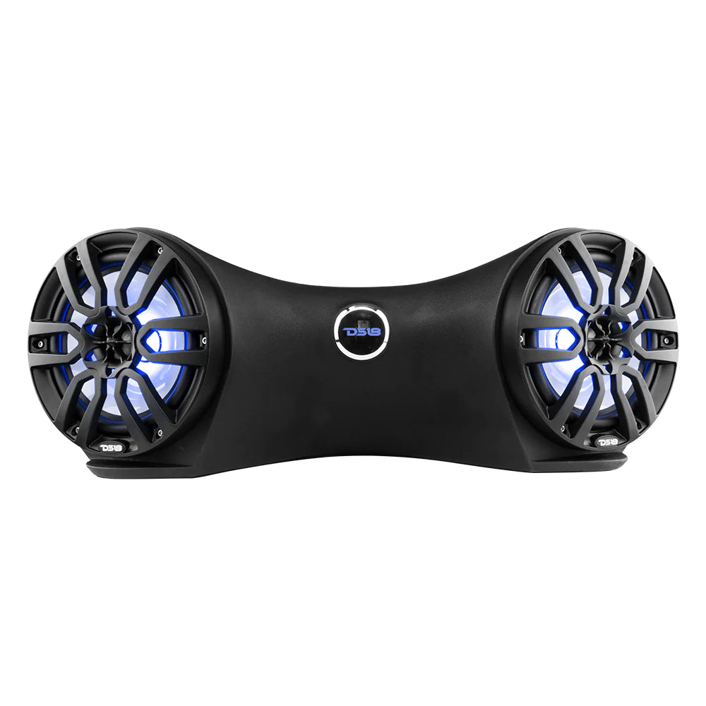 DS18 HYDRO JSD8/BK Marine Water Resistant Jet ski Rear Sound Bar Speaker System 2 x 8" Speakers Included with Integrated RGB LED Lights 750 Watts - Black