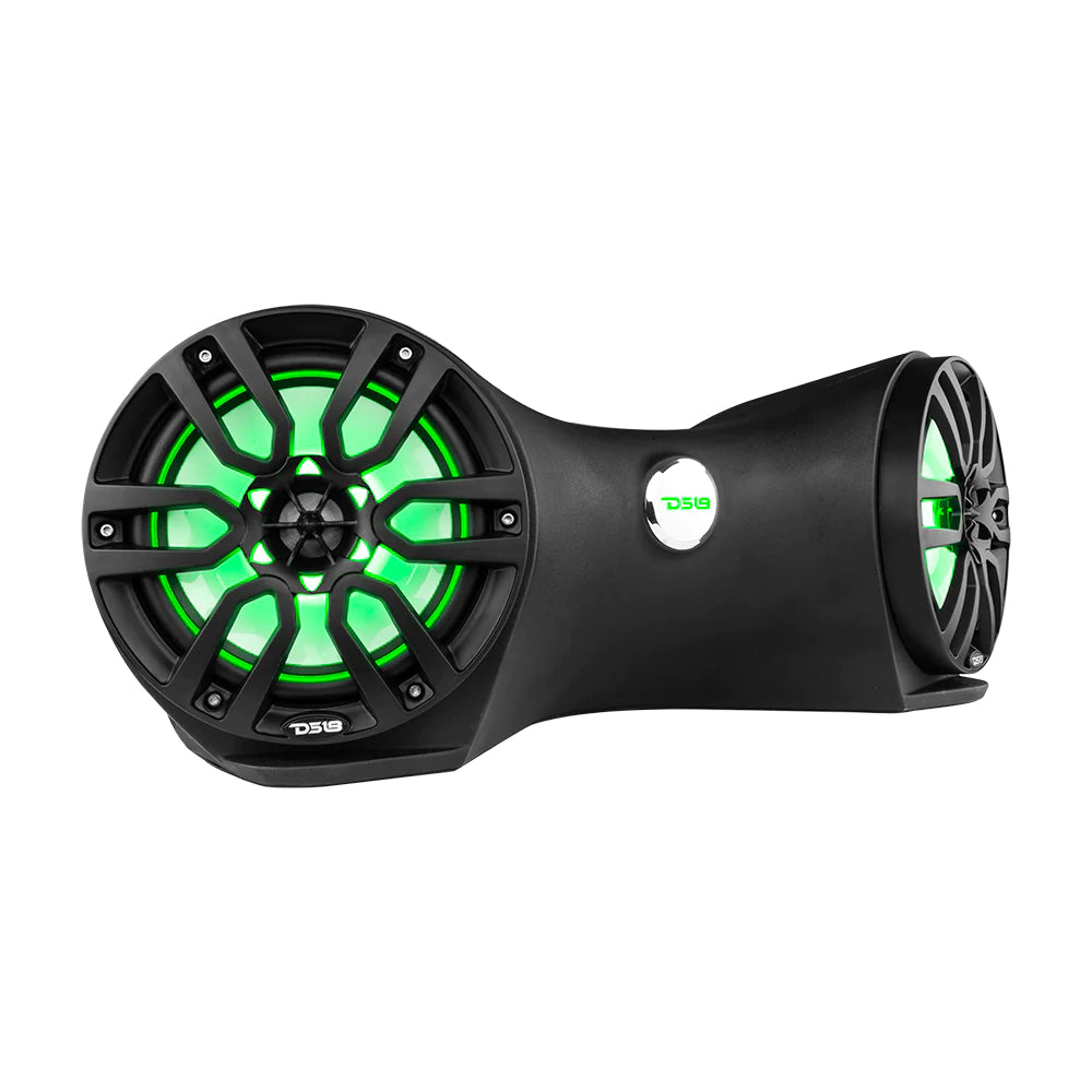 DS18 HYDRO JSD8/BK Marine Water Resistant Jet ski Rear Sound Bar Speaker System 2 x 8" Speakers Included with Integrated RGB LED Lights 750 Watts - Black