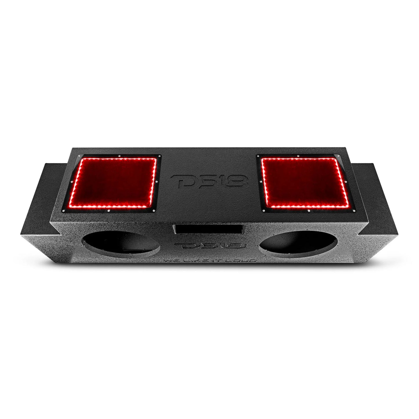 DS18 JSUB.2 Down Fire Subwoofer Enclosure 2 x 12" Plexiglass and LED Lights for JKU,JLU Jeeps
