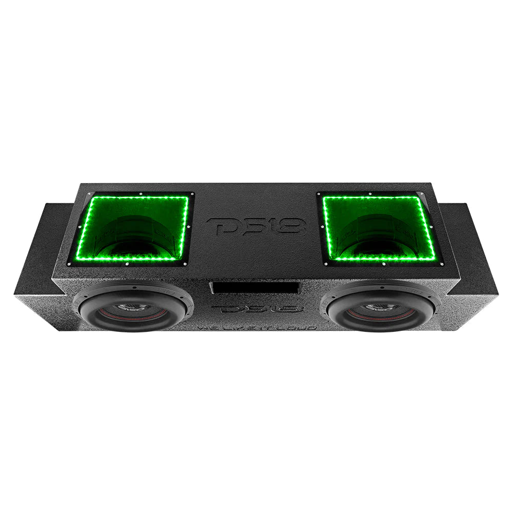 DS18 JSUB.2 Down Fire Subwoofer Enclosure 2 x 12" Plexiglass and LED Lights for JKU,JLU Jeeps