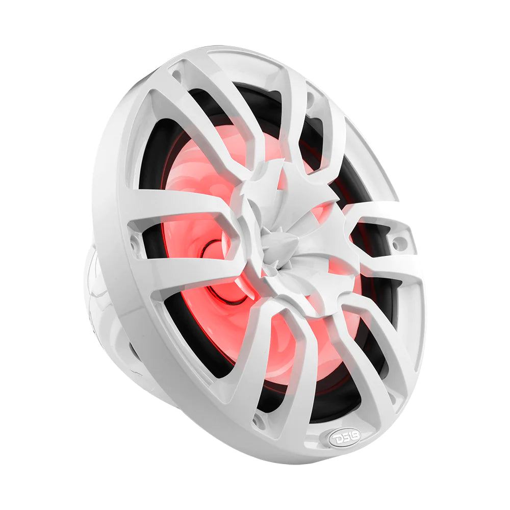 DS18 NXL-10/WH HYDRO 10" 2-Way Marine Water-Resistant Speakers with Integrated RGB LED Lights 600 Watts - White