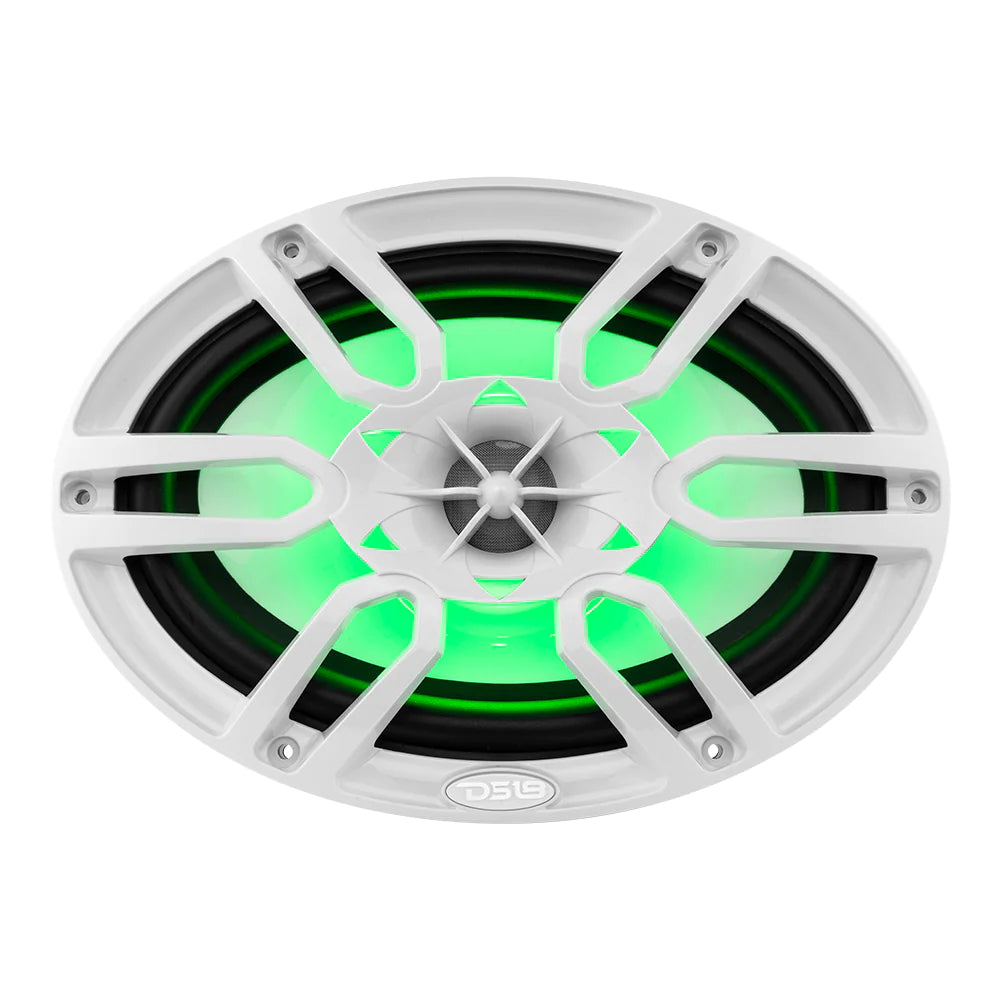 DS18 NXL-69/WH HYDRO 6X9" 2-Way Audio Marine Speakers with Integrated RGB LED Lights 375 Watts White
