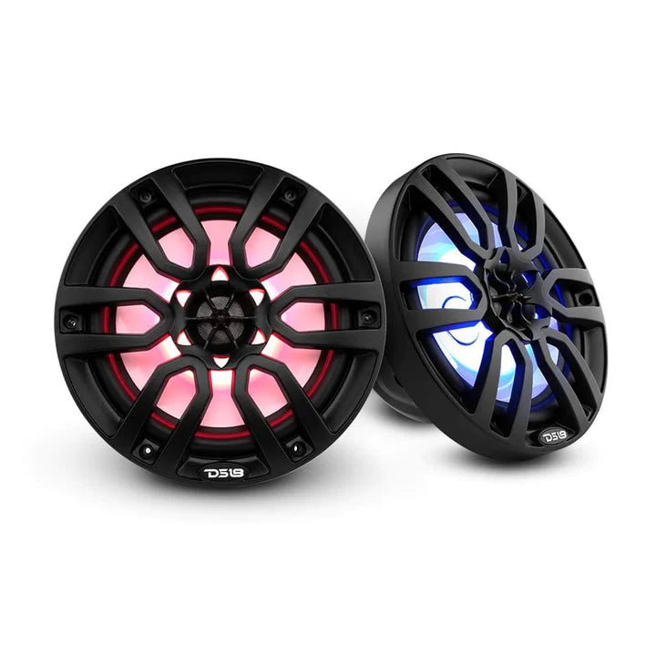DS18 HYDRO NXL-8/BK  8" 2-Way Marine Speakers with Integrated RGB LED Lights 375 Watts Matte Black (Pair)