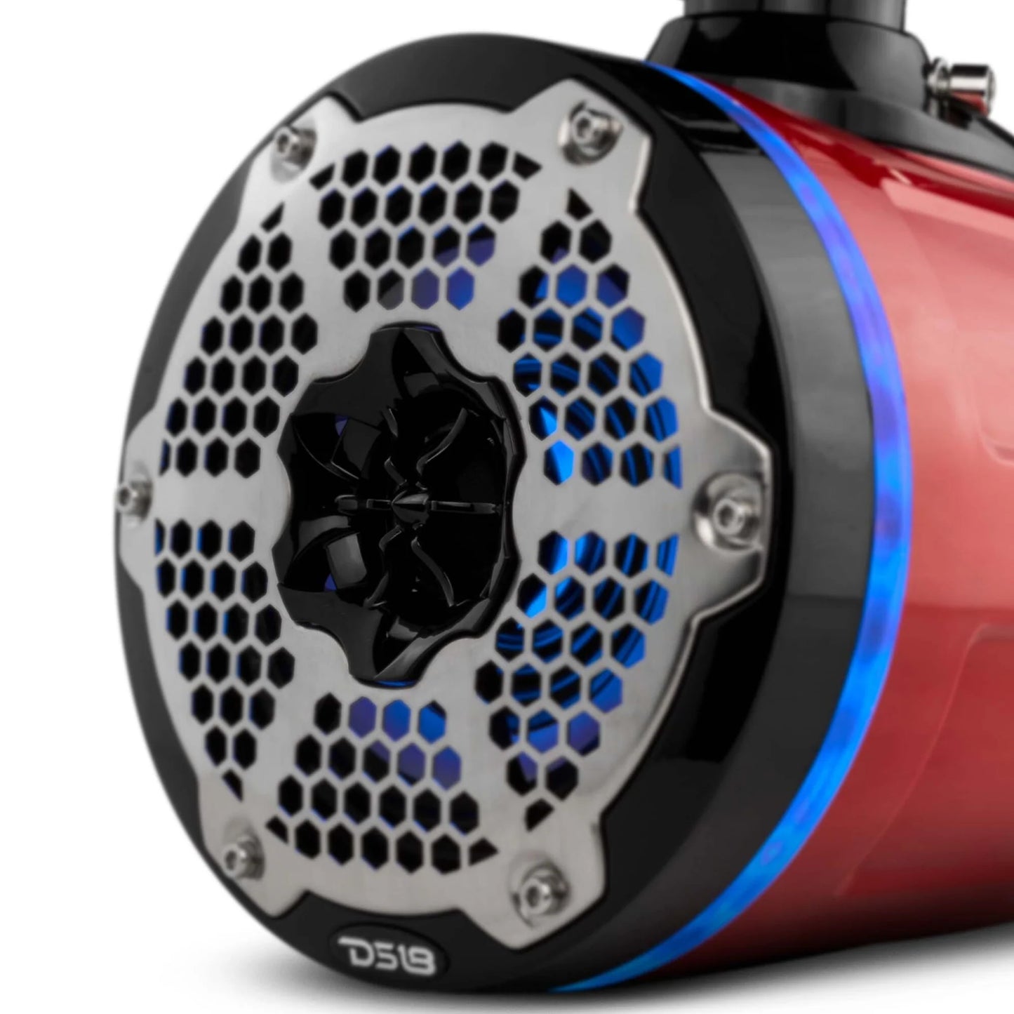 DS18 HYDRO NXL-X6TPNEO/RD 6.5" Marine Water Resistant Wakeboard Tower Neodymium Speaker with Built-in passive Radiator Bass Enhancer, 1" Driver and RGB LED Light 450 Watts - Red