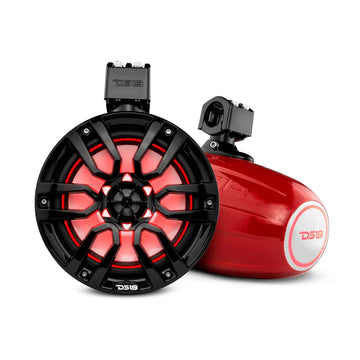 DS18 HYDRO NXL-X8TP/RD 8" Marine Water Resistant Wakeboard Tower Speakers with Integrated RGB LED Lights 375 Watts - Red