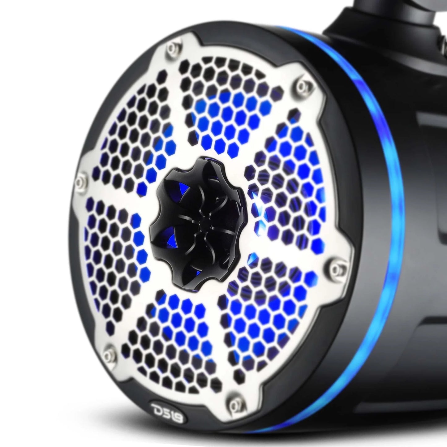 DS18 HYDRO NXL-X8TPNEO/BK 8" Marine Water Resistant Wakeboard Tower Neodymium Speaker with Built-in passive Radiator Bass Enhancer, 1" Driver and RGB LED Light 550 Watts - Black