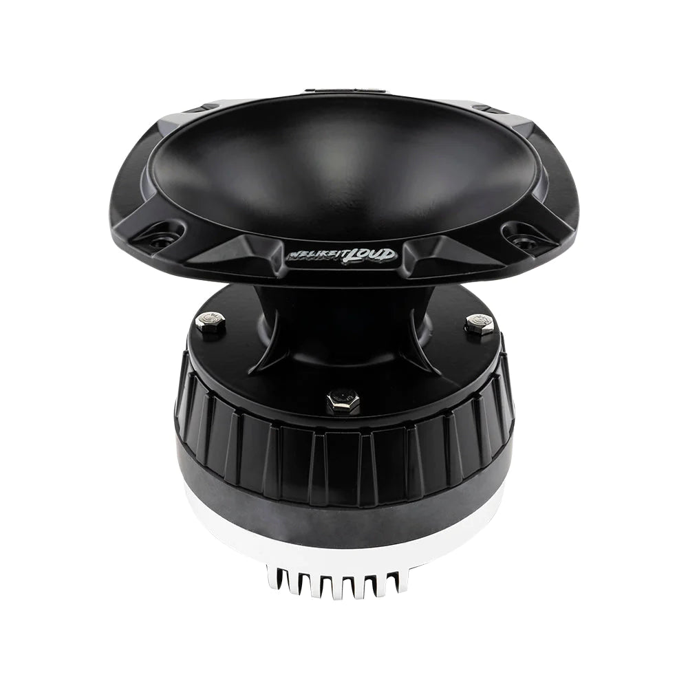 DS18 PRO-DKN1XS 2" Throat Bolt On Neodymium Driver with Spacer, 2" Throat Titanium Voice Coil 640 Watts and PRO-HA52/BK Horn 680 Watts 118dB 8-Ohm Mounting Depth 5.22" Throat