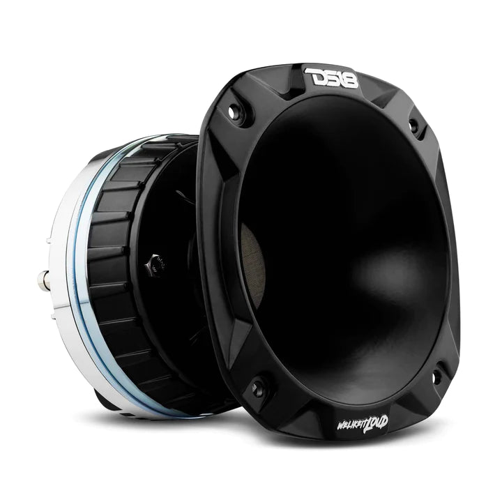 DS18 PRO-DKN1XS 2" Throat Bolt On Neodymium Driver with Spacer, 2" Throat Titanium Voice Coil 640 Watts and PRO-HA52/BK Horn 680 Watts 118dB 8-Ohm Mounting Depth 5.22" Throat