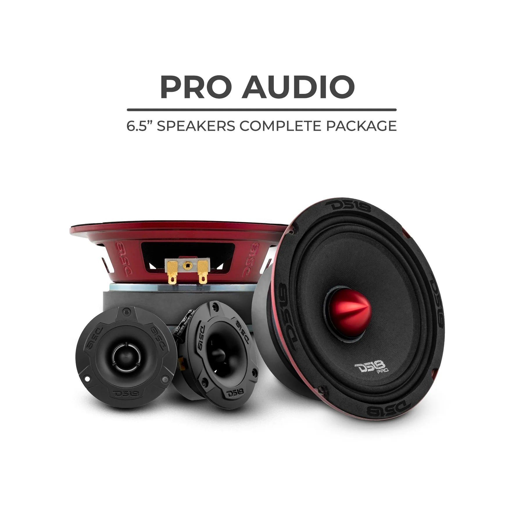 DS18 PRO-X6.4BMPK Loudspeakers and Tweeters Package Including a Pair of PRO-X6.4BM + a Pair of PRO-TW1X/BK