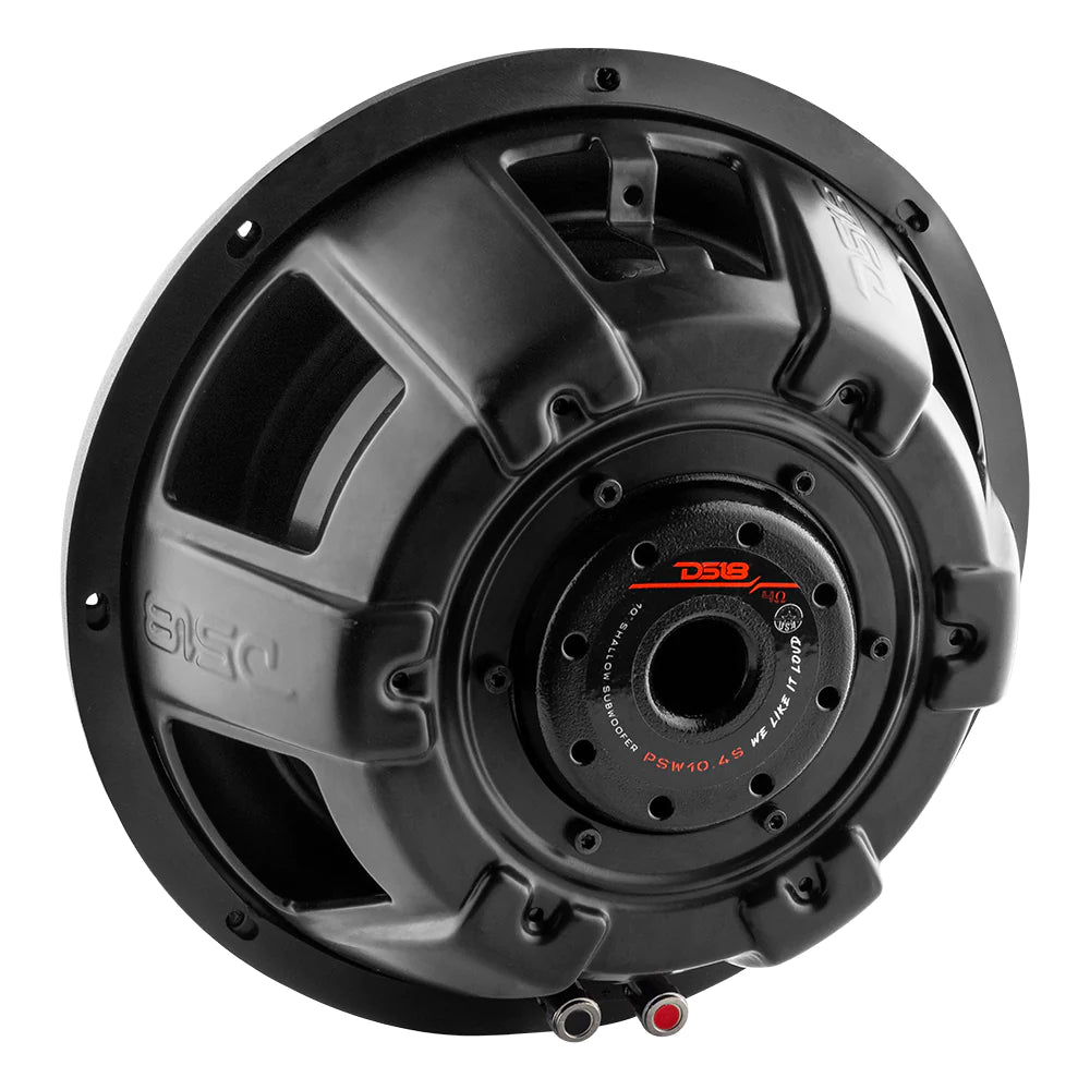 DS18 PSW10.4S 10" Water Resistant Shallow Subwoofer 1000 Watts 4 Ohm SVC
